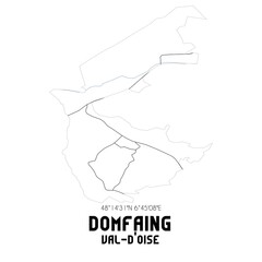 DOMFAING Val-d'Oise. Minimalistic street map with black and white lines.