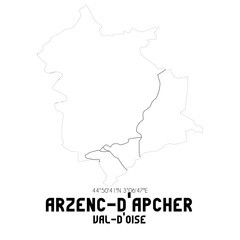 ARZENC-D'APCHER Val-d'Oise. Minimalistic street map with black and white lines.