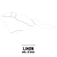LIMON Val-d'Oise. Minimalistic street map with black and white lines.