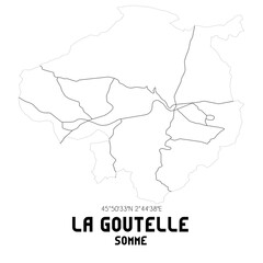 LA GOUTELLE Somme. Minimalistic street map with black and white lines.
