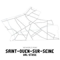 SAINT-OUEN-SUR-SEINE Val-d'Oise. Minimalistic street map with black and white lines.