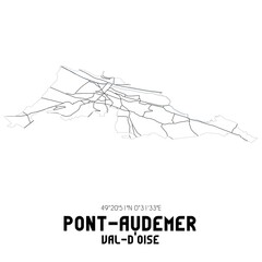 PONT-AUDEMER Val-d'Oise. Minimalistic street map with black and white lines.