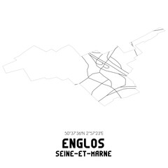 ENGLOS Seine-et-Marne. Minimalistic street map with black and white lines.
