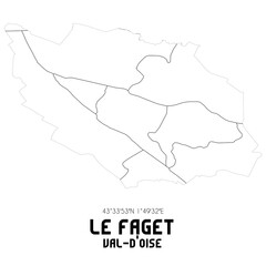 LE FAGET Val-d'Oise. Minimalistic street map with black and white lines.