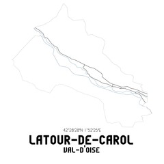 LATOUR-DE-CAROL Val-d'Oise. Minimalistic street map with black and white lines.