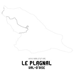 LE PLAGNAL Val-d'Oise. Minimalistic street map with black and white lines.