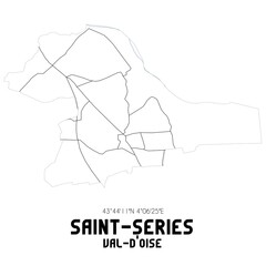 SAINT-SERIES Val-d'Oise. Minimalistic street map with black and white lines.