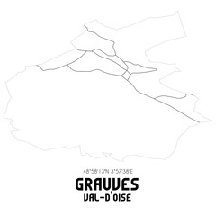 GRAUVES Val-d'Oise. Minimalistic street map with black and white lines.