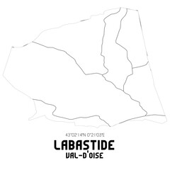 LABASTIDE Val-d'Oise. Minimalistic street map with black and white lines.