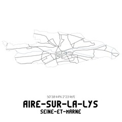 AIRE-SUR-LA-LYS Seine-et-Marne. Minimalistic street map with black and white lines.