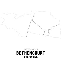 BETHENCOURT Val-d'Oise. Minimalistic street map with black and white lines.