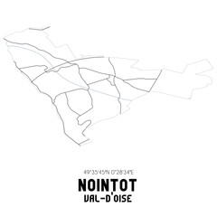 NOINTOT Val-d'Oise. Minimalistic street map with black and white lines.