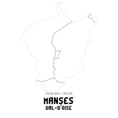 MANSES Val-d'Oise. Minimalistic street map with black and white lines.