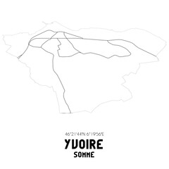 YVOIRE Somme. Minimalistic street map with black and white lines.