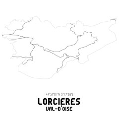 LORCIERES Val-d'Oise. Minimalistic street map with black and white lines.