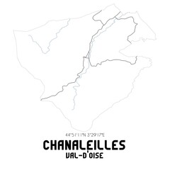 CHANALEILLES Val-d'Oise. Minimalistic street map with black and white lines.