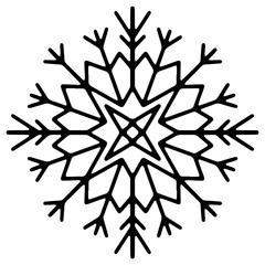 Simple Outline Snowflake Sign. Doodle Snowflake Icon.