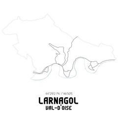 LARNAGOL Val-d'Oise. Minimalistic street map with black and white lines.