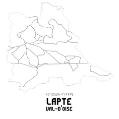 LAPTE Val-d'Oise. Minimalistic street map with black and white lines.