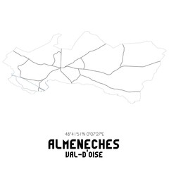 ALMENECHES Val-d'Oise. Minimalistic street map with black and white lines.