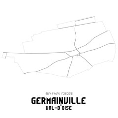GERMAINVILLE Val-d'Oise. Minimalistic street map with black and white lines.