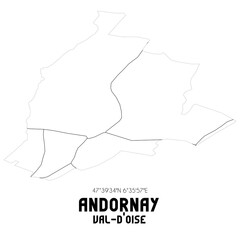 ANDORNAY Val-d'Oise. Minimalistic street map with black and white lines.