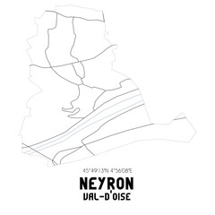 NEYRON Val-d'Oise. Minimalistic street map with black and white lines.