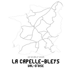 LA CAPELLE-BLEYS Val-d'Oise. Minimalistic street map with black and white lines.