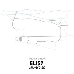 GLISY Val-d'Oise. Minimalistic street map with black and white lines.