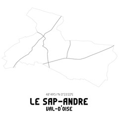 LE SAP-ANDRE Val-d'Oise. Minimalistic street map with black and white lines.