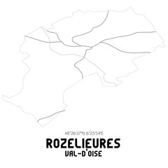 ROZELIEURES Val-d'Oise. Minimalistic street map with black and white lines.