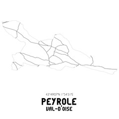PEYROLE Val-d'Oise. Minimalistic street map with black and white lines.