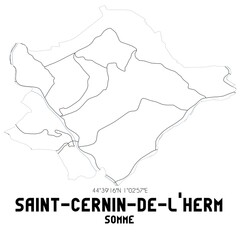 SAINT-CERNIN-DE-L'HERM Somme. Minimalistic street map with black and white lines.