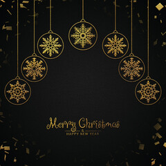 Merry christmas and happy new year golden calligraphy design banner