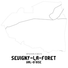 SEVIGNY-LA-FORET Val-d'Oise. Minimalistic street map with black and white lines.