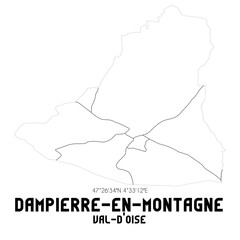 DAMPIERRE-EN-MONTAGNE Val-d'Oise. Minimalistic street map with black and white lines.