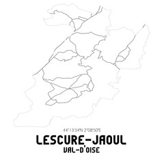 LESCURE-JAOUL Val-d'Oise. Minimalistic street map with black and white lines.