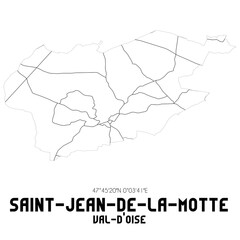 SAINT-JEAN-DE-LA-MOTTE Val-d'Oise. Minimalistic street map with black and white lines.