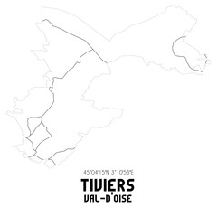 TIVIERS Val-d'Oise. Minimalistic street map with black and white lines.