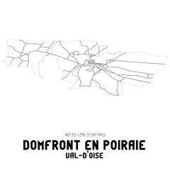 DOMFRONT EN POIRAIE Val-d'Oise. Minimalistic street map with black and white lines.