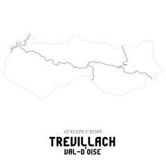 TREVILLACH Val-d'Oise. Minimalistic street map with black and white lines.