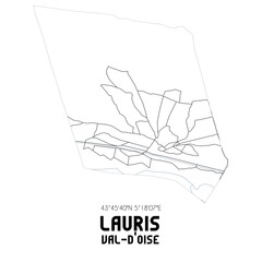 LAURIS Val-d'Oise. Minimalistic street map with black and white lines.