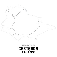 CASTERON Val-d'Oise. Minimalistic street map with black and white lines.