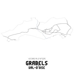 GRABELS Val-d'Oise. Minimalistic street map with black and white lines.