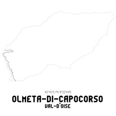 Obraz premium OLMETA-DI-CAPOCORSO Val-d'Oise. Minimalistic street map with black and white lines.