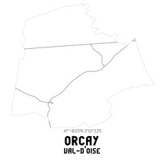 ORCAY Val-d'Oise. Minimalistic street map with black and white lines.