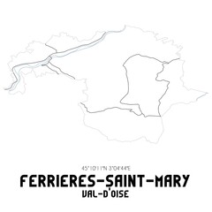 FERRIERES-SAINT-MARY Val-d'Oise. Minimalistic street map with black and white lines.