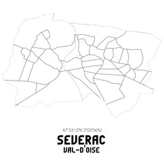 SEVERAC Val-d'Oise. Minimalistic street map with black and white lines.