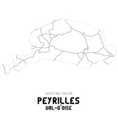 PEYRILLES Val-d'Oise. Minimalistic street map with black and white lines.