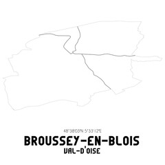 BROUSSEY-EN-BLOIS Val-d'Oise. Minimalistic street map with black and white lines.